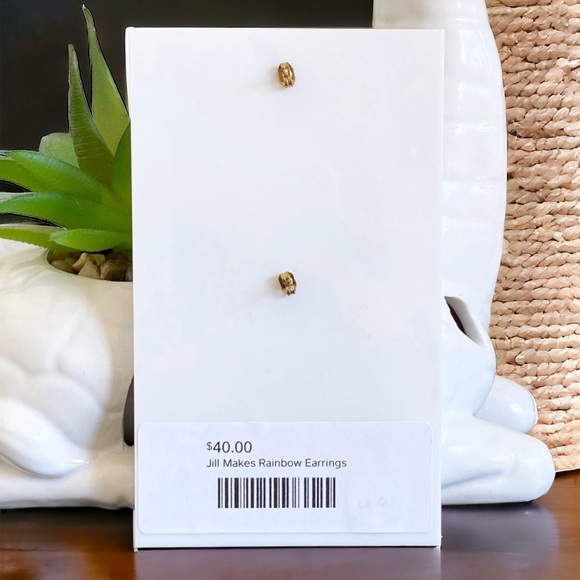 Modern Rainbow Earrings, Clear/White - Picture 3 of 3